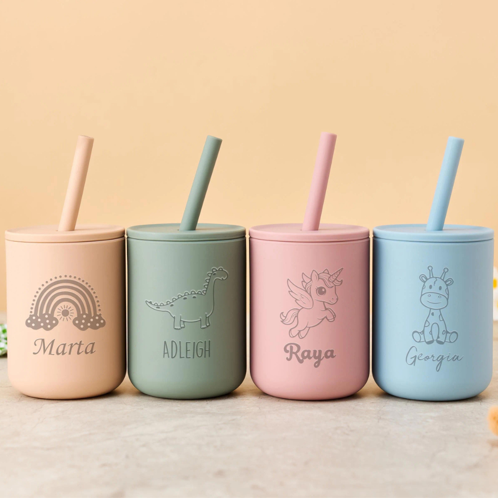 맞춤 이름이 새겨진 실리콘 소재의 어린이용 빨대 컵,  - Baby Food Jars With Lids 리뷰 및 가격